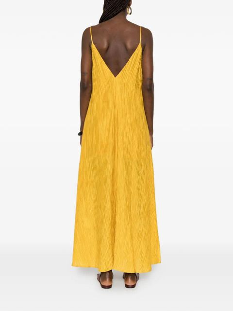 SOLOTRE V-neck textured dress - Yellow