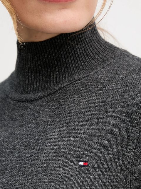 Tommy Hilfiger sukienka wełniana kolor szary midi rozkloszowana WW0WW47303 - zdjęcie produktu nr 2