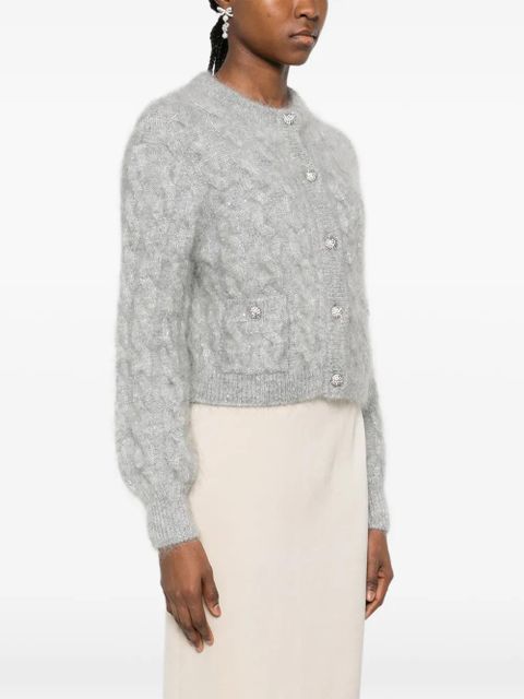 Alessandra Rich cable-knit cardigan - Grey
