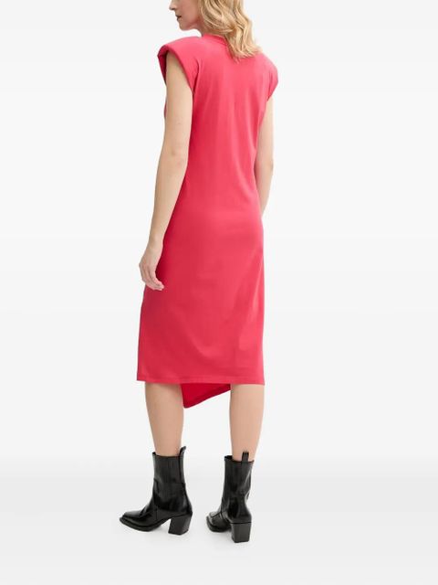 PINKO padded-shoulder side-split midi dress