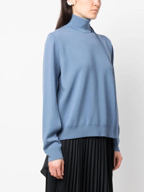 FENDI logo-detail wool sweater - Blue