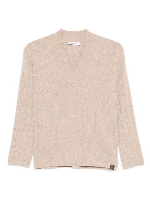 Max Mara Arten ribbed v-neck jumper - Neutrals - zdjęcie produktu nr 1