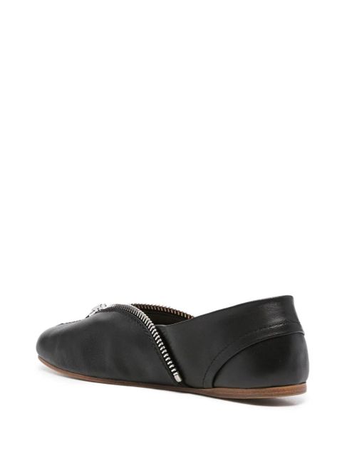 JW Anderson zip-detail leather ballet flats - Black