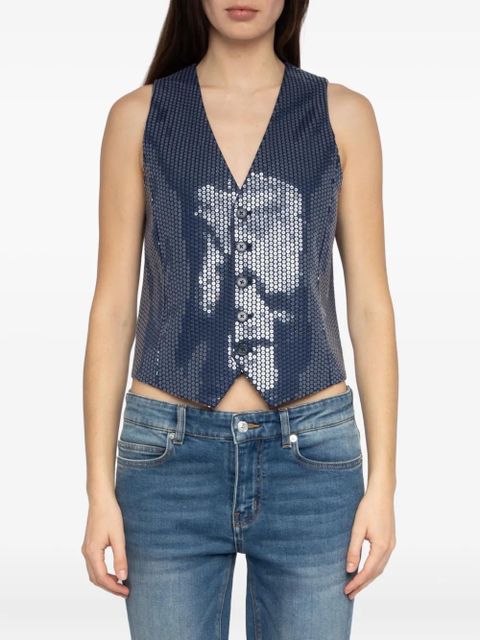 Zadig&Voltaire Emaux sequin waistcoat - Blue