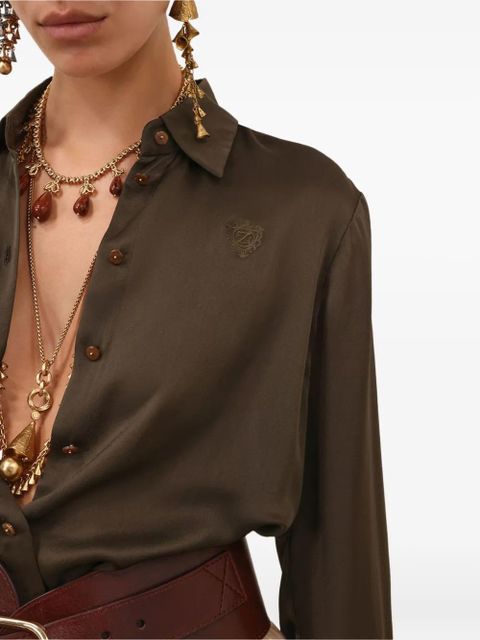 ZIMMERMANN embroidered satin shirt - Green