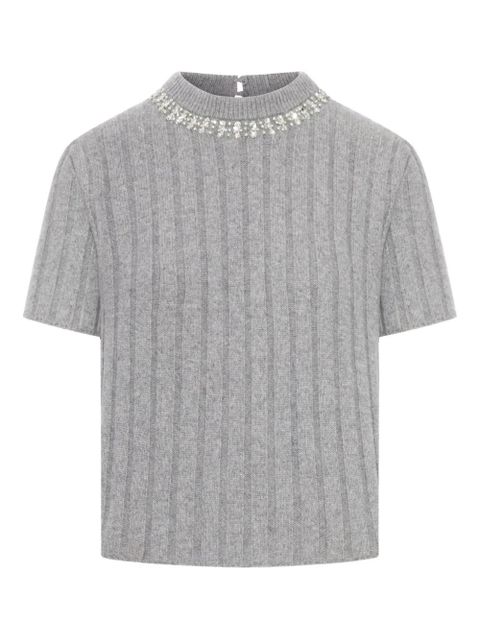 Gucci jewelled ribbed wool top - Grey - zdjęcie produktu nr 1