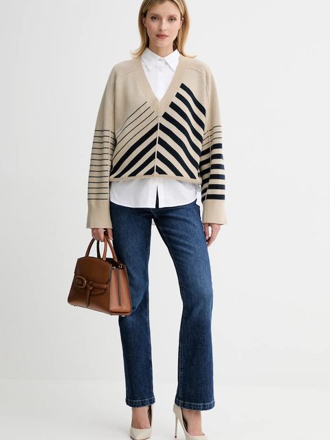 BOSS sweter wełniany damski kolor beżowy lekki 50542884 - zdjęcie produktu nr 2