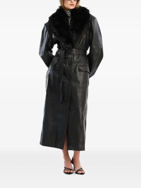 ROTATE BIRGER CHRISTENSEN faux fur-collar leather coat - Black