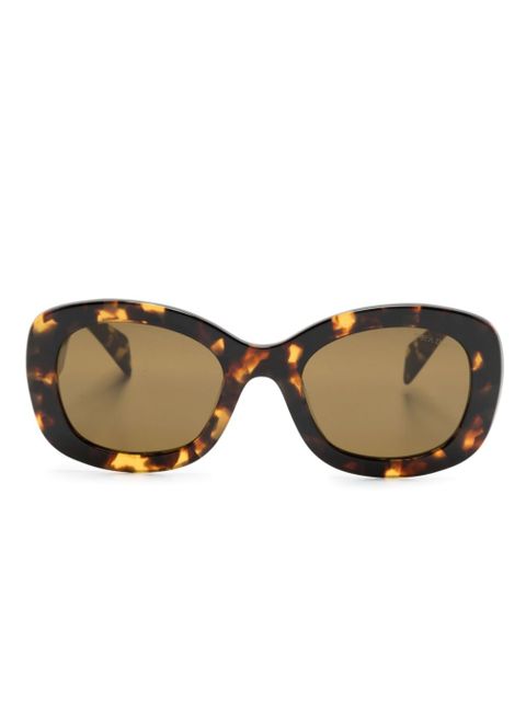 Prada Eyewear logo-embossed oversize-frame sunglasses - Brown - zdjęcie produktu nr 1