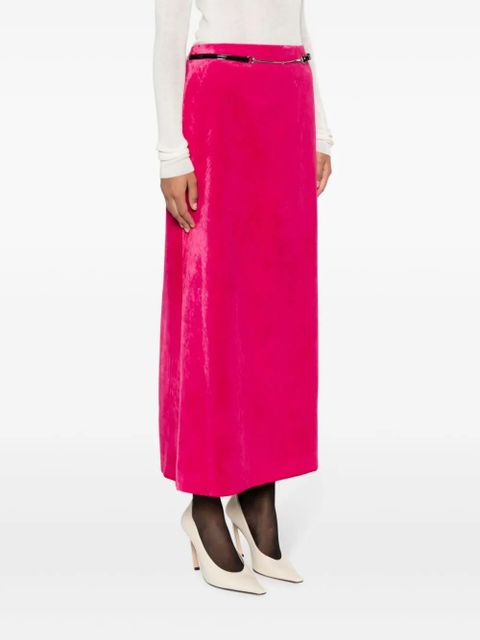 Gucci belted velvet maxi skirt - Pink
