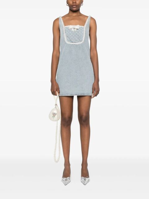 Self-Portrait bow denim mini dress - Blue - zdjęcie produktu nr 2