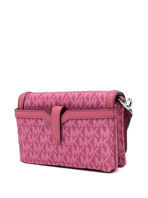 Michael Kors Jet Set Small Signature Logo Print Woven Crossbody Bag - Pink