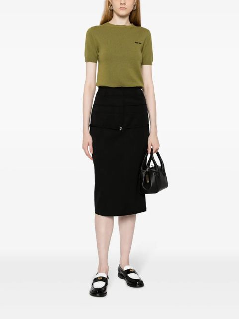 Miu Miu logo-intarsia cashmere top - Green - zdjęcie produktu nr 2