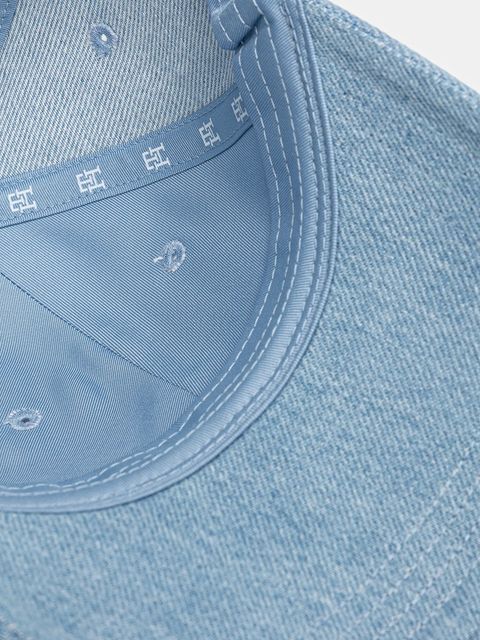 Tommy Hilfiger czapka z daszkiem jeansowa kolor niebieski z aplikacją AW0AW17486