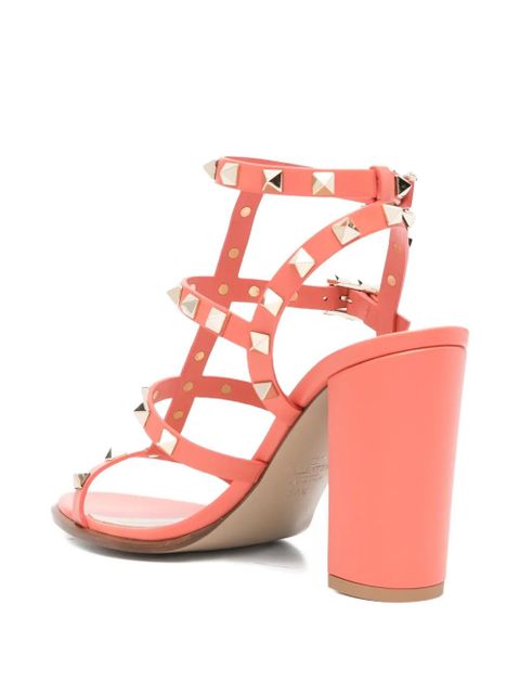 Valentino Garavani Rockstud studded strap sandals - Orange
