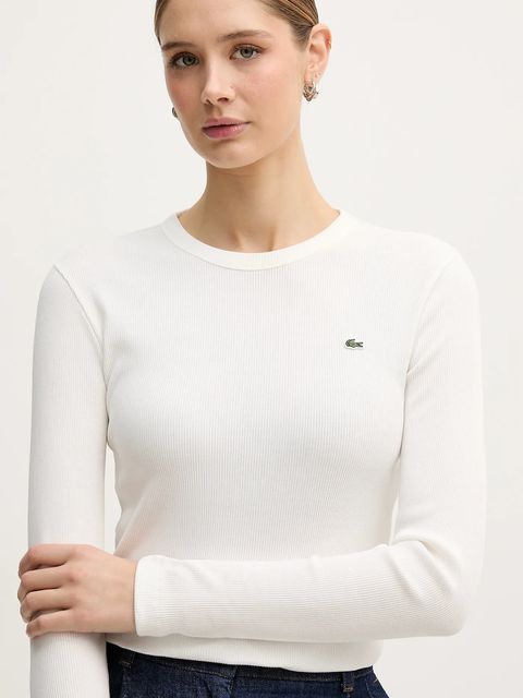 Lacoste longsleeve bawełniany kolor biały
