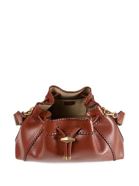 Jimmy Choo Cinch M snakeskin-effect leather shoulder bag - Brown