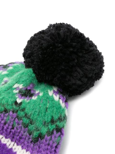 Moncler Grenoble intarsia-knit pompom-detail beanie - Purple - zdjęcie produktu nr 2