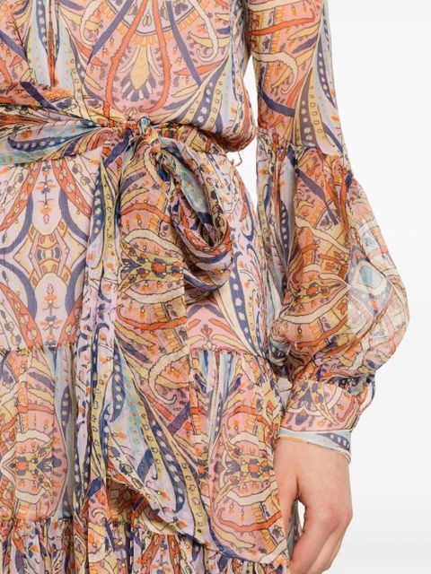 ETRO graphic-print silk midi dress - Neutrals