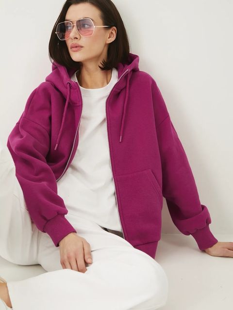 Medicine bluza damska kolor różowy z kapturem gładka - zdjęcie produktu nr 1