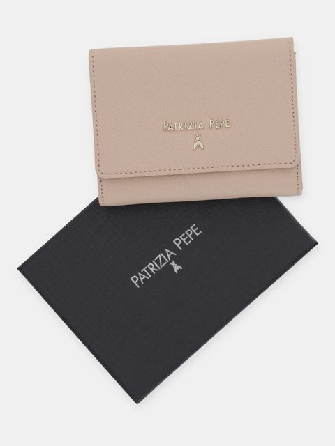 Patrizia Pepe portfel skórzany damski kolor beżowy CQ7081 L001