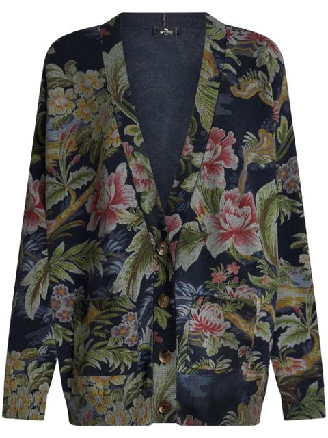 ETRO floral-print wool cardigan - Blue - zdjęcie produktu nr 1