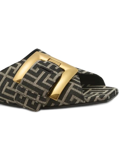 Balmain Anthem monogram-pattern sandals - Black