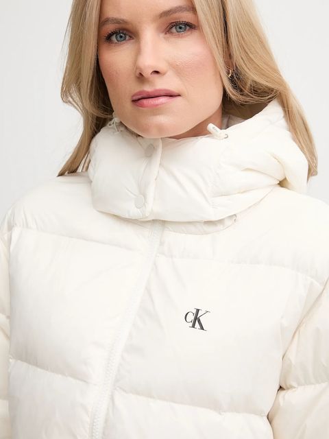 Calvin Klein Jeans kurtka puchowa kolor beżowy zimowa oversize LV047D501G