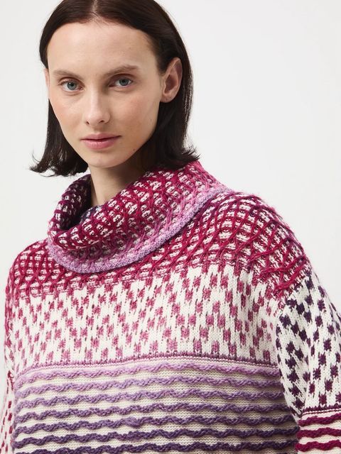 Medicine sweter z domieszką wełny damski kolor multicolor ciepły z golfem