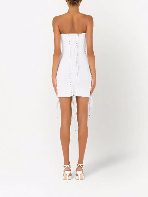 Dolce & Gabbana lace-detail gabardine minidress - White