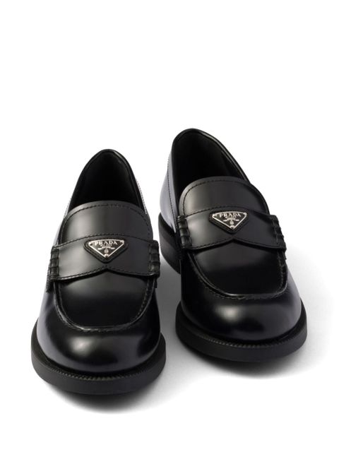 Prada brushed leather loafers - Black