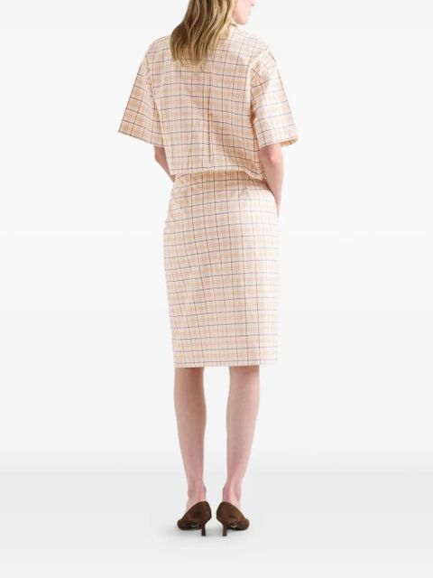 Prada checked cotton poplin pencil skirt - Neutrals