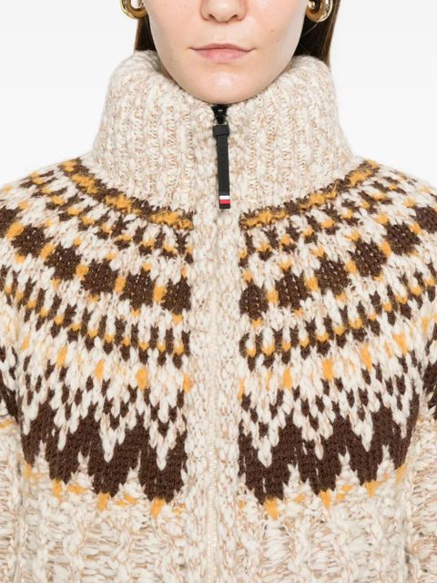 Moncler Grenoble patterned zip cardigan - Neutrals