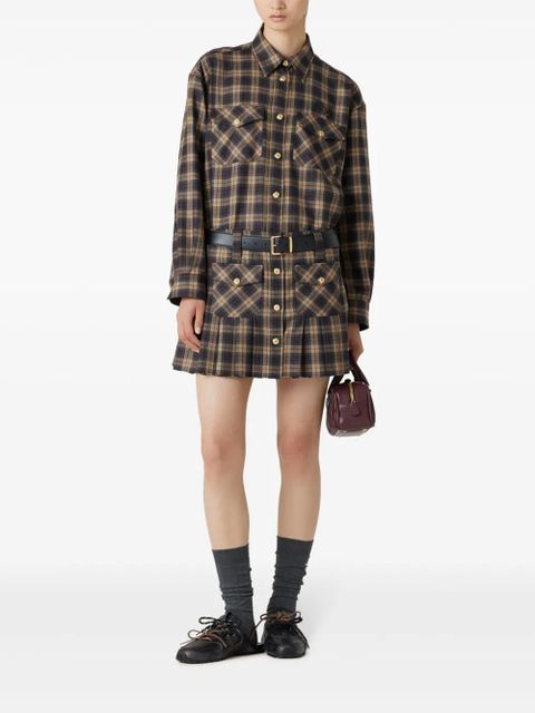 Miu Miu tartan wool shirt - Brown