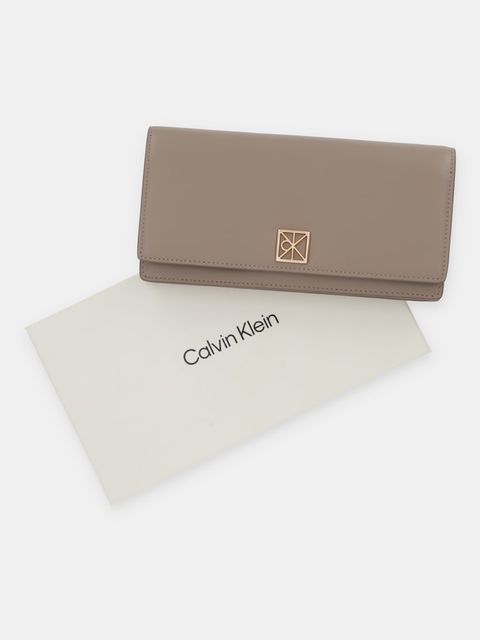 Calvin Klein portfel skórzany damski kolor beżowy LV04F1098G