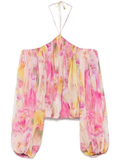 Blumarine floral-print georgette blouse - Pink
