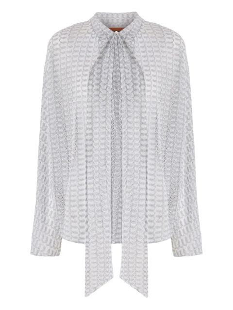 Missoni sash-collar lamé blouse - Silver - zdjęcie produktu nr 1