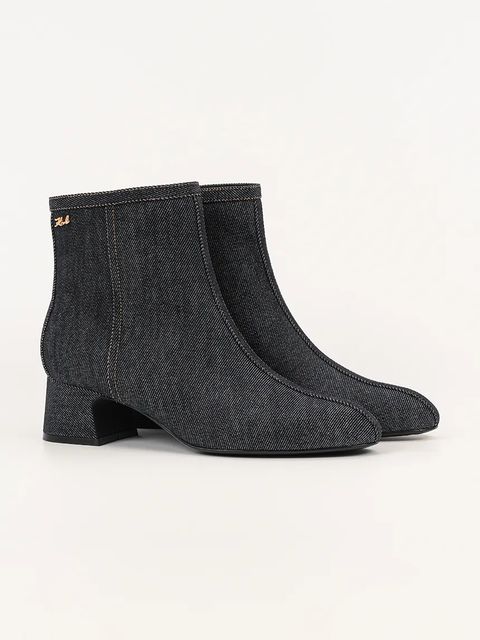 Karl Lagerfeld botki skórzane BONNIE damskie kolor granatowy na słupku KL30351A - zdjęcie produktu nr 2