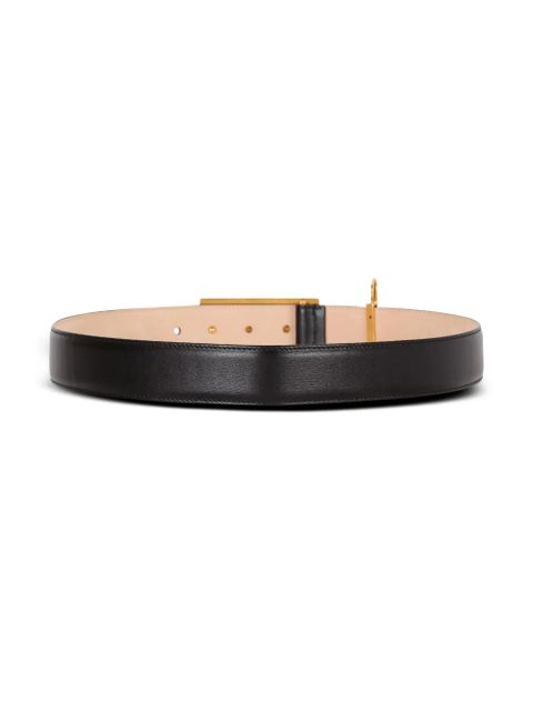 Balmain logo-plaque leather belt - Black