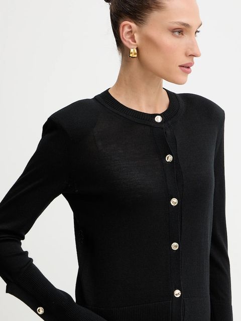 Simona Corsellini kardigan wełniany damski kolor czarny lekki A25CPCRE0201
