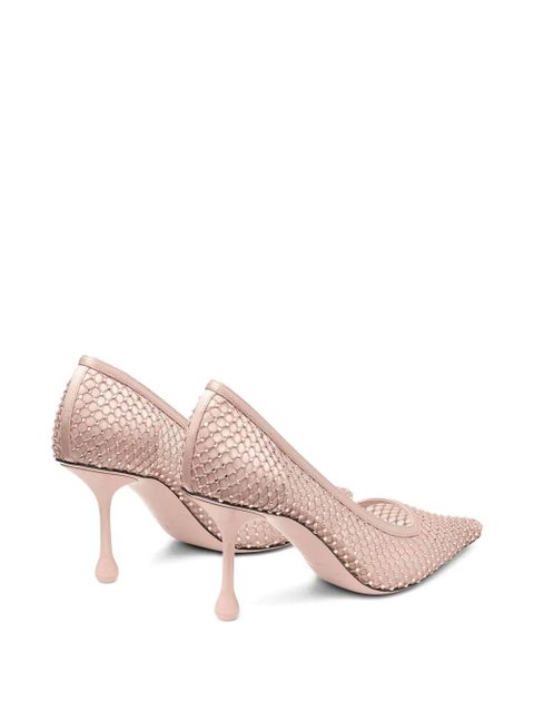 Jimmy Choo 80mm Ixia crystal-embellished mesh pumps - Pink