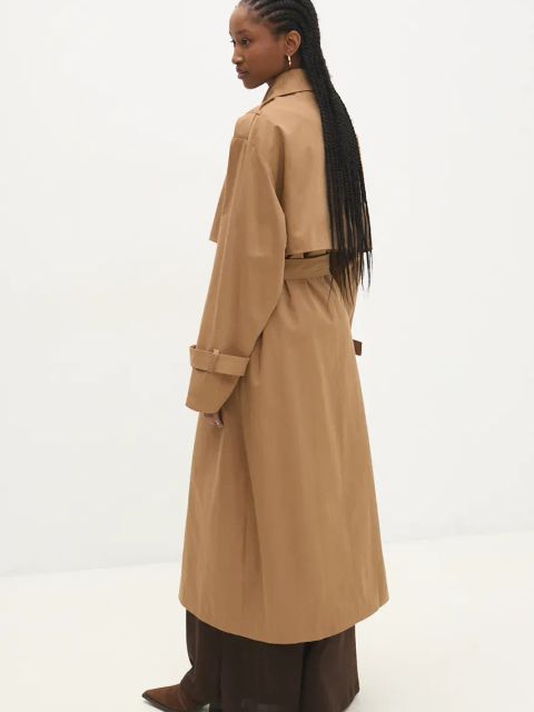 Answear.LAB trencz damski kolor brązowy przejściowy dwurzędowy