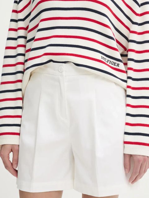 United Colors of Benetton szorty damskie kolor biały gładkie high waist 40FAD901U