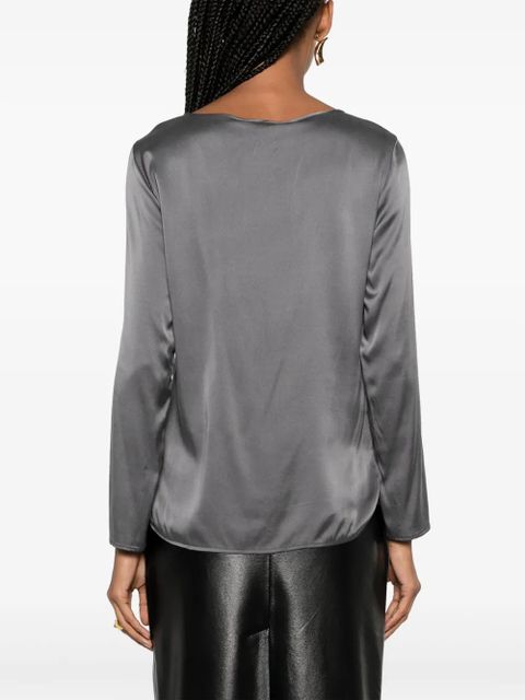Max Mara round-neck satin blouse - Grey