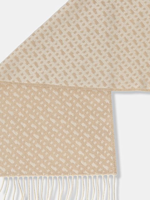 BOSS szalik wełniany damski kolor beżowy wzorzysty 50549852 - zdjęcie produktu nr 2