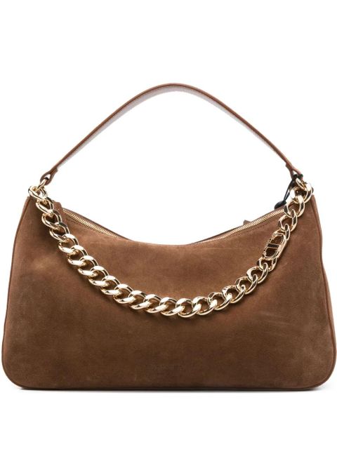 TWINSET Liliane chain-embellished suede shoulder bag - Brown - zdjęcie produktu nr 1