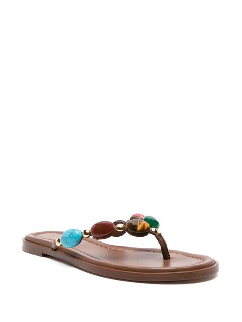 Gianvito Rossi Shanti embellished leather flip flops - Brown - zdjęcie produktu nr 2
