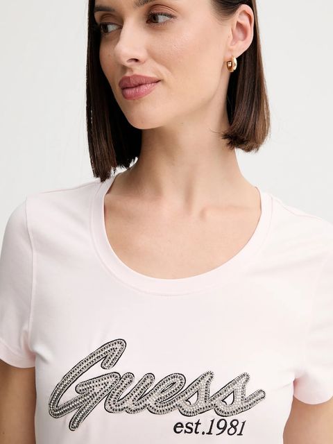 Guess t-shirt damski kolor różowy W5YI16 J1314