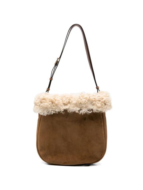 Saint Laurent shearling-trim shoulder bag - Brown - zdjęcie produktu nr 1