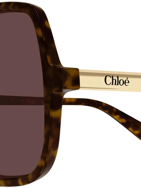 Chloé Eyewear CHLOE OVERSIZED BROWN LENS GEOMETRICAL ACETATE SUNGLASSES - HAVANA-HAVANA-BROWN